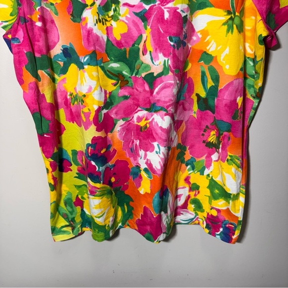 Lauren Ralph Lauren Floral Short Sleeve Tshirt Size 1x 100% Cotton - Picture 3 of 5